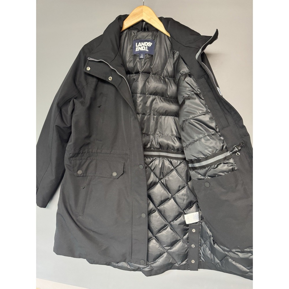 Women's Lands End Expedition Waterproof Down Parka, Size L 14-16 NO HOOD Quilted - Picture 6 of 8